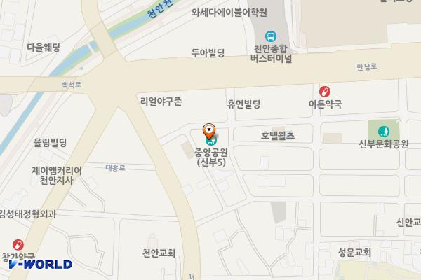 충남 천안 신부동 공영주차장 위치 지도 — 충남 천안시 동남구 신부동 453-1
