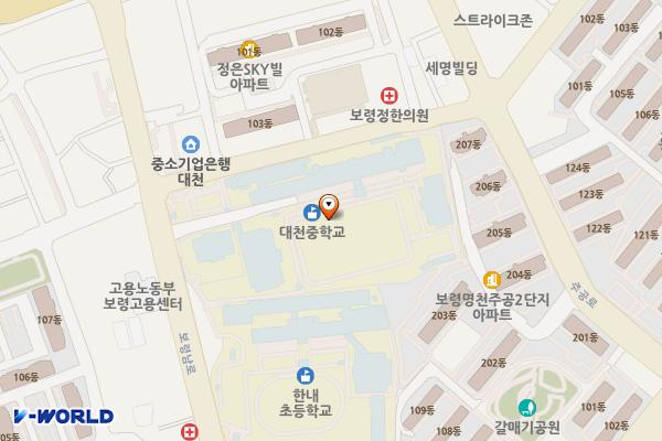 충남 보령 대천중학교 위치 지도 — 충남 보령시 명천동 430-4