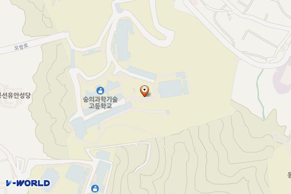 광주 남구 숭의과학기술고등학교 위치 지도 — 전남광주통합특별시 남구 오방로 34-13 (방림동, 숭의과학기술고등학교, 숭의중학교)
