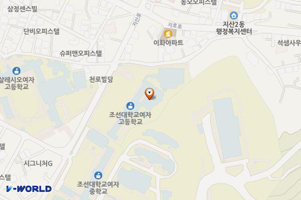 광주 조선대학교여자고등학 위치 지도 — 전남광주통합특별시 동구 지산로 36 (지산동, 조선대학교여자고등학교)