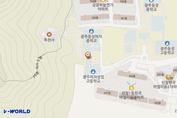 광주 남구 동성고등학교 위치 지도 — 전남광주통합특별시 남구 서문대로627번길 20 (진월동)