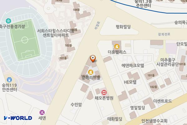 숭의1,3동 제4노상주차장 위치 지도 — 인천광역시 미추홀구 미추로 61