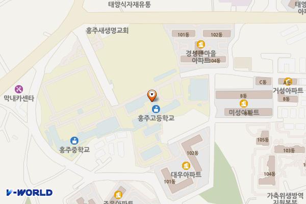 충남 홍성 홍주고등학교 위치 지도 — 충청남도 홍성군 홍성읍 문화로 78