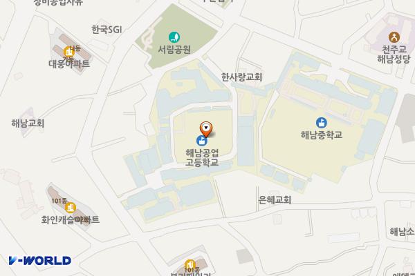 전남 해남공업고등학교 위치 지도 — 전남광주통합특별시 해남군 해남읍 남외2길 7