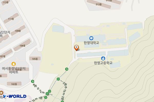여수 한영고등학교 위치 지도 — 전남광주통합특별시 여수시 장군산길 18-43