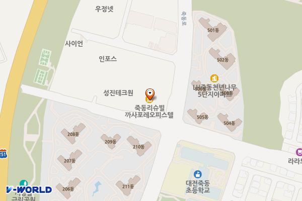대전 죽동 리슈빌까사포레오피스텔 위치 지도 — 대전광역시 유성구 유성대로877번길 56