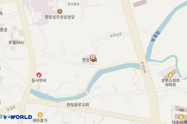 한림교회 위치 지도 — 제주특별자치도 제주시 한림읍 한림로14길 13