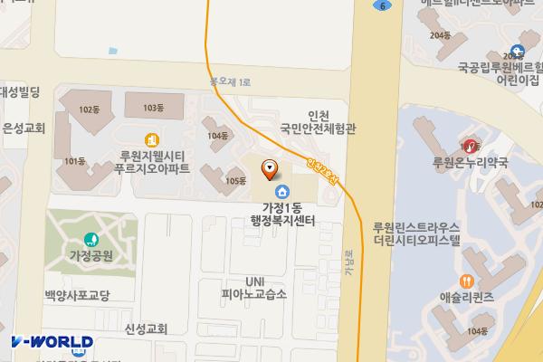 가정1동행정복지센터 위치 지도 — 인천광역시 서해구 가정로406번길 25
