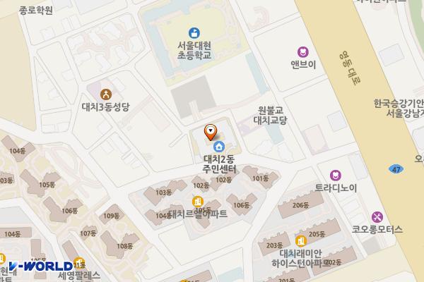 대치2문화센터 공영주차장 위치 지도 — 서울특별시 강남구 영동대로65길 24