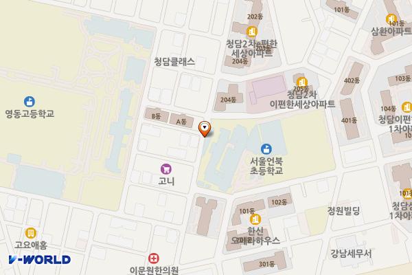 언북초등학교 공영주차장 위치 지도 — 서울특별시 강남구 삼성로135길 42