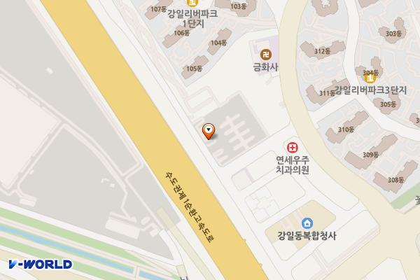강일동 공영주차장 위치 지도 — 서울특별시 강동구 아리수로91길 54