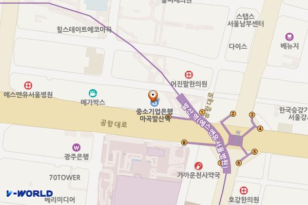 강서 발산파크프라자(B3F) 위치 지도 — 서울특별시 강서구 공항대로 261