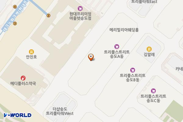 송도 트리플스트리트(A/B/C/D동) 위치 지도 — 인천광역시 연수구 송도과학로16번길 33-1