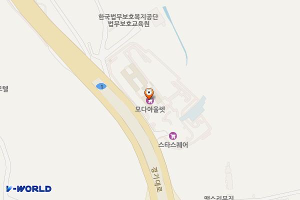오산 모다아울렛(실외주차장) 위치 지도 — 경기도 오산시 경기대로 822-22