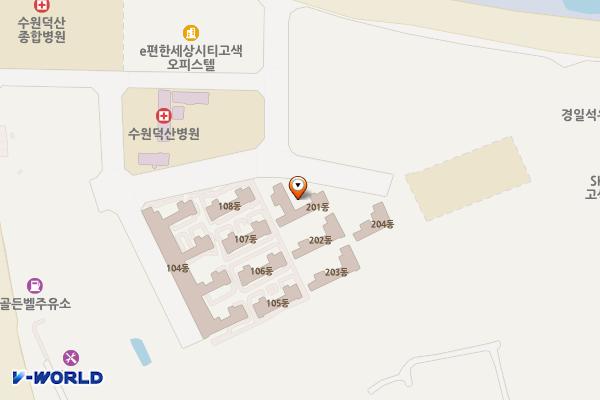 수원 금호리첸시아퍼스티지2단지_B1F 201동 앞(1) 위치 지도 — 경기도 수원시 권선구 서부로1670번길 55