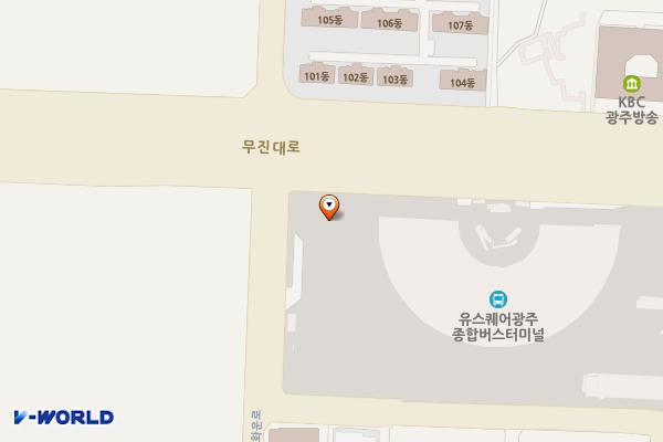 광주 유스퀘어(터미널 주차장 4F) 위치 지도 — 전남광주통합특별시 서구 무진대로 904