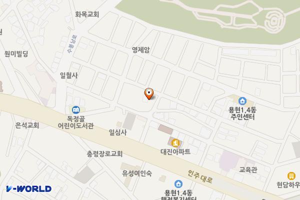 용현1,4동제6노외주차장 위치 지도 — 인천광역시 미추홀구 인주대로185번길 15