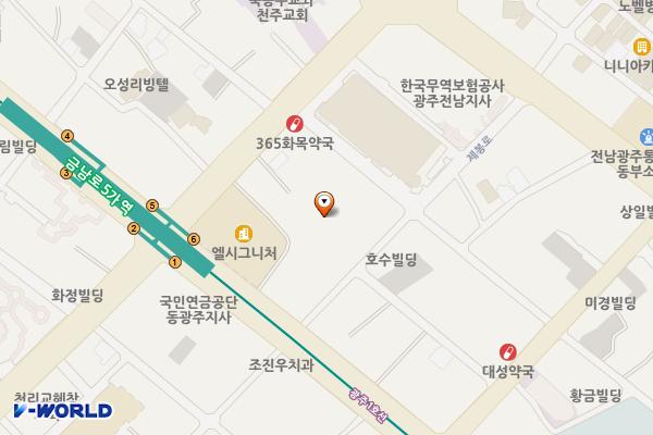 광주 롯데백화점(옥상 7F) 위치 지도 — 전남광주통합특별시 동구 독립로264번길 8