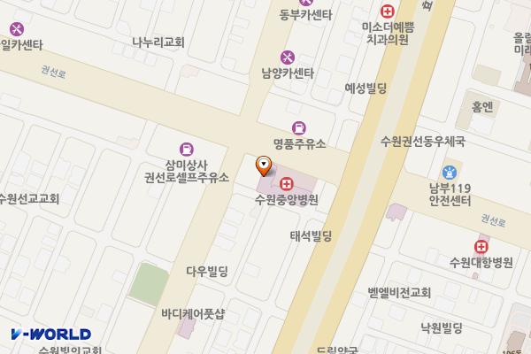 수원중앙병원 위치 지도 — 경기도 수원시 권선구 권선로 654