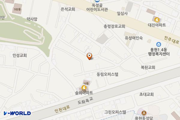 용현3동제5노외주차장 위치 지도 — 인천광역시 미추홀구 용현동 147-127