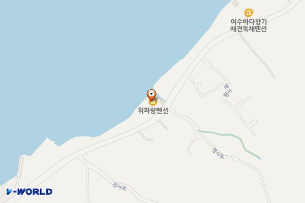휘파람펜션 위치 지도 — 전남광주통합특별시 여수시 돌산읍 평사로 457
