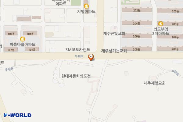 이디컴 위치 지도 — 제주특별자치도 제주시 우평로 337