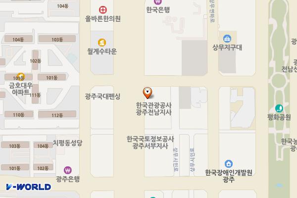 우체국금융개발원 광주지사 위치 지도 — 전남광주통합특별시 서구 상무중앙로 110