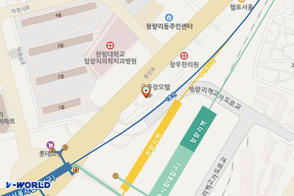디자이너스호텔 위치 지도 — 서울특별시 동대문구 왕산로 226