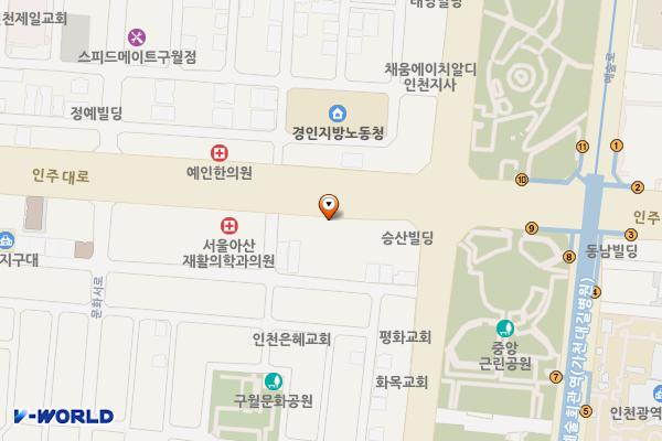 한국건강관리협회 인천지부(급속) 위치 지도 — 인천광역시 남동구 인주대로 556