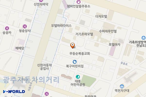광주 레이노 선팅 위치 지도 — 전남광주통합특별시 북구 중흥로 80
