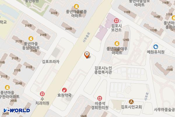 김포사우중앙 공영주차장 위치 지도 — 경기도 김포시 사우중로 96