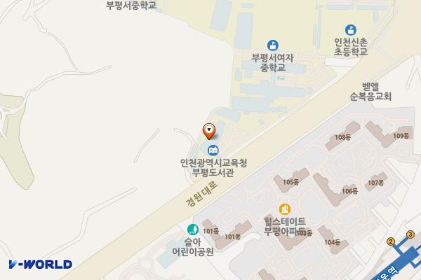 부평도서관 위치 지도 — 인천광역시 부평구 경원대로 1191