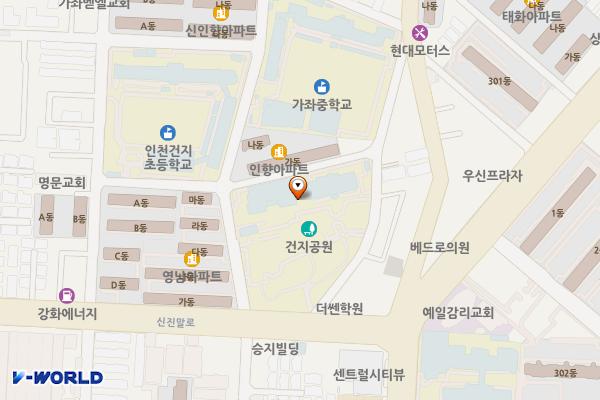인천 서구 도서관 위치 지도 — 인천광역시 서해구 건지로334번길 45