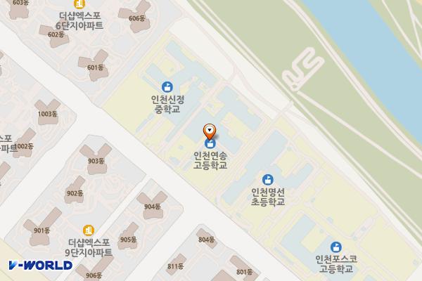 연송고등학교 위치 지도 — 인천광역시 연수구 송도동 15-4 인천연송고등학교
