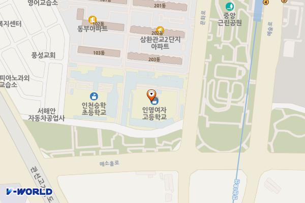 인명여자고등학교 위치 지도 — 인천광역시 미추홀구 문화로 11