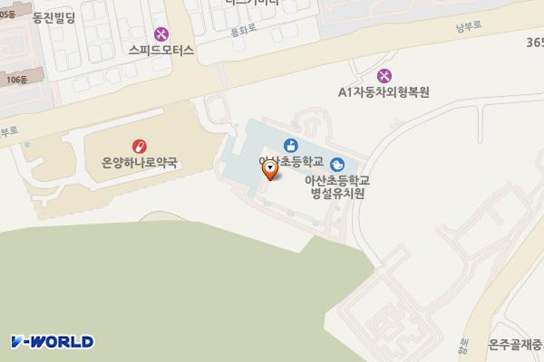 충남아산초등학교 위치 지도 — 충청남도 아산시 남부로 266