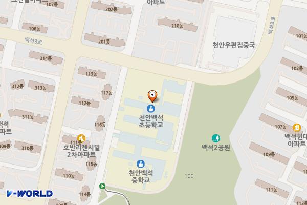 백석초등학교 위치 지도 — 충청남도 천안시 서북구 백석3로 98