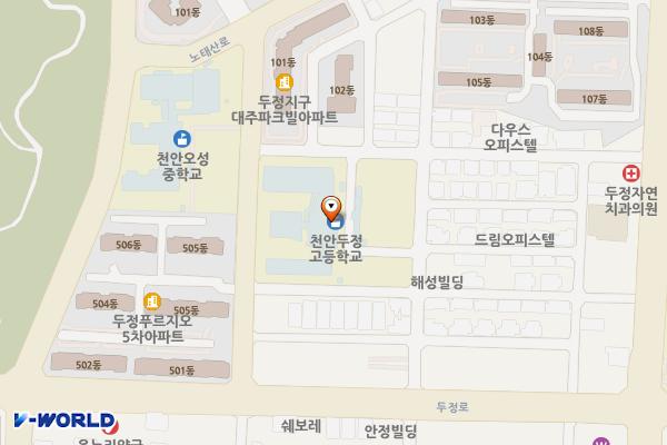 천안두정고등학교 위치 지도 — 충청남도 천안시 서북구 두정고2길 13