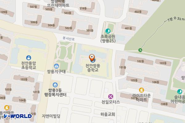 쌍용중학교 위치 지도 — 충청남도 천안시 서북구 쌍용12길 13