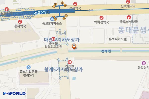 청계5(동호로_북) 위치 지도 — 서울특별시 종로구 종로5가 458-2