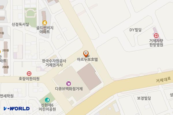 아르누보스위트호텔 위치 지도 — 경상남도 거제시 장평1로 13