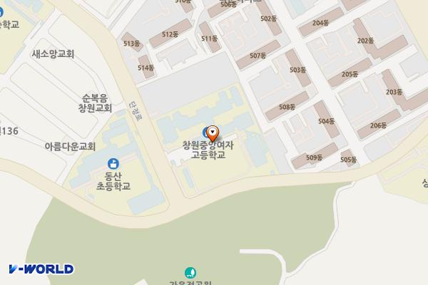 창원중앙여고 위치 지도 — 경상남도 창원시 성산구 단정로 121