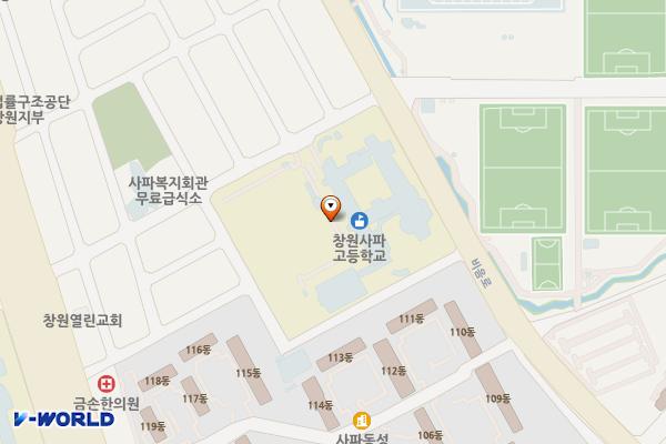창원사파고등학교 위치 지도 — 경상남도 창원시 성산구 창이대로719번길 26