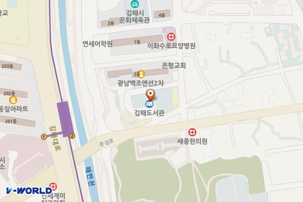 김해도서관 위치 지도 — 경상남도 김해시 왕릉길 72