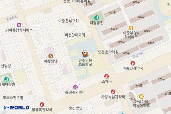 인봉초등학교 위치 지도 — 전북특별자치도 전주시 덕진구 무삼지로 7
