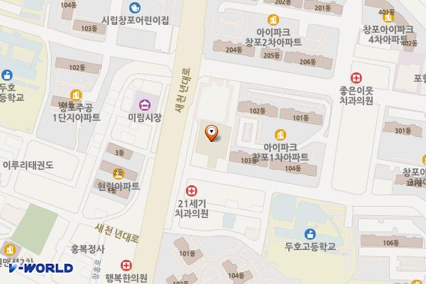GS수퍼마켓 포항창포점 위치 지도 — 경상북도 포항시 북구 새천년대로1076번길 4