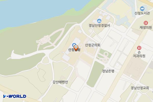 산청군청 민원인 주차장 위치 지도 — 경상남도 산청군 산청읍 산엔청로 1