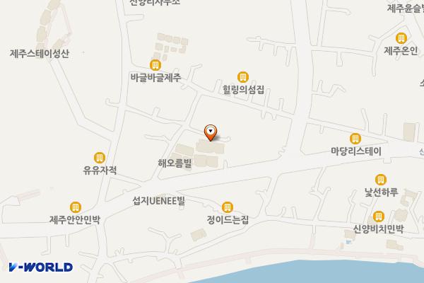 (유)다올-썬라이즈호텔 섭지코지점 위치 지도 — 제주특별자치도 서귀포시 성산읍 신양로 83