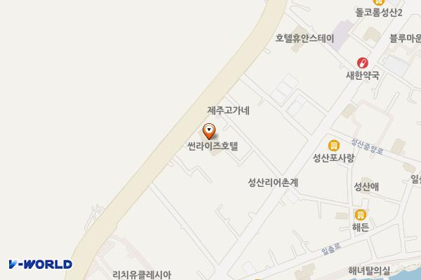 (유)다올-성산썬라이즈호텔 위치 지도 — 제주특별자치도 서귀포시 성산읍 성산등용로17번길 35