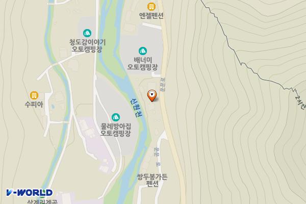 카페쿠시 물레방아집 위치 지도 — 경상북도 청도군 운문면 운문로 1039